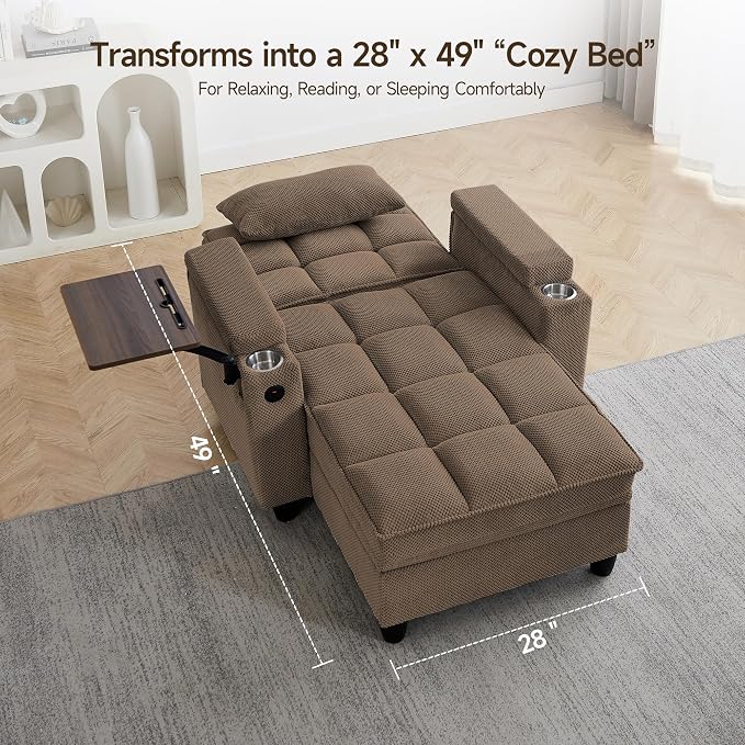 oaaktu Single Modern Comfy Upholstered Chaise Lounge Sofa Chair - Image 3