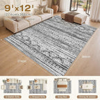 cotiled Boho 9x12 Area Rug for Living Room: Large Moroccan Washable Rug | Solve - Image 2