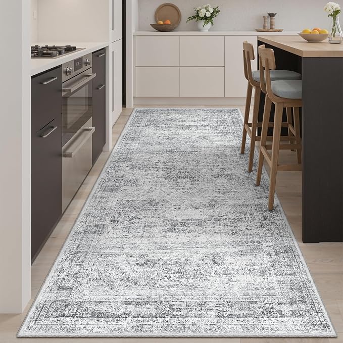 Soalmost Washable Hallway Runner Rug 4x8 Kitchen Entry Rugs Non-Slip, Foldable - Image 4