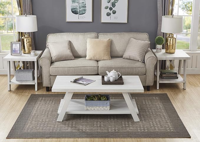 Roundhill Furniture Athens Contemporary 3-Piece Wood Shelf Coffee Table Set by RoundhillFurniture