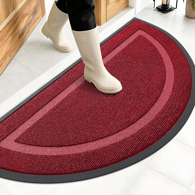 OLANLY Half Circle Front Door Mat Outside 47x23 All-Season Rubber Doormat | by OLANLY