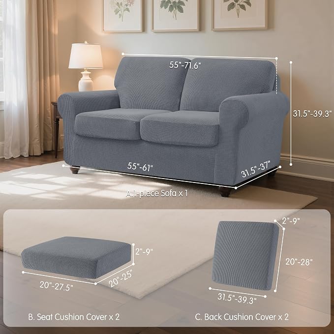 SUBRTEX 5 Pieces Stretch Sofa Slipcover Sets Couch Cover Sets Backrest Cushion - Image 3