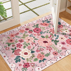 DUKINO 2x3 Entryway Rug, Floral Door Mat Soft Washable Rug Non Slip, - Image 6