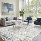 Soalmost 10x14 Area Rugs for Living Room Washable Rug Non-Slip Blue/Ivory | - Image 3