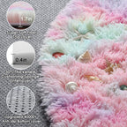 Rainbow Round Area Rugs 5ft, Soft Bedroom Circle Rug Mats - Image 2