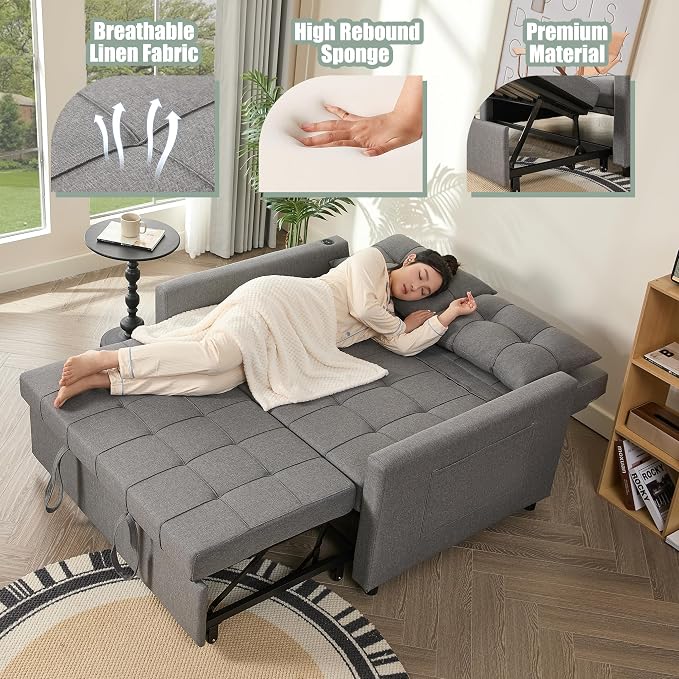 GOSUHI 52" Sleeper Sofa with Pull-Out Bed, 3-in-1 Convertible Sofa Bed - Image 6