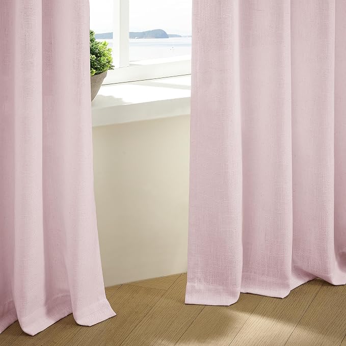 Light Pink Linen Pinch Pleat Curtains 96 Inch Length 2 Panels Set 40x96 | - Image 8