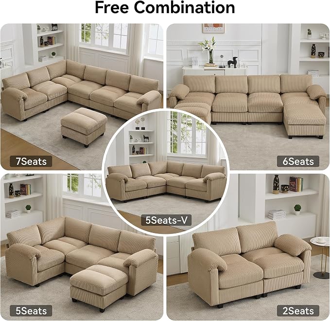 114'' V-Shaped Sectional Cloud Couch - Image 7
