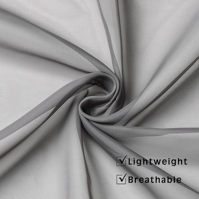 Grey Sheer Curtains 72 Inches Long 2 Panels, Transparent Voile Sheer Curtain - Image 4