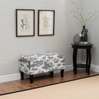 Linon Stephanie Black and White Toile Fully Upholstered Bench - Image 2