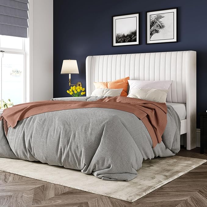 Allewie Full Size Velvet Bed Frame/Vertical Channel Tufted Wingback by Allewie