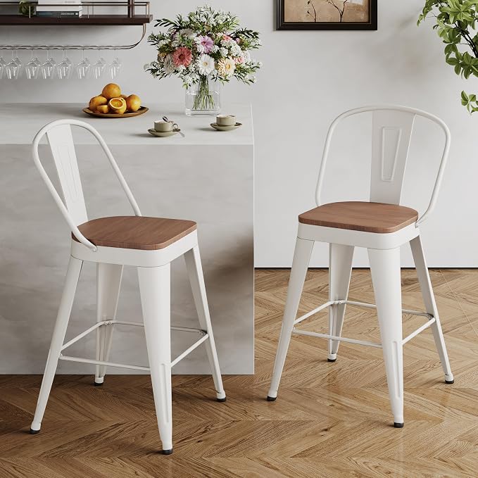 Andeworld Metal Bar Stools Set of 2, 24 inch Counter Height Barstools by Andeworld