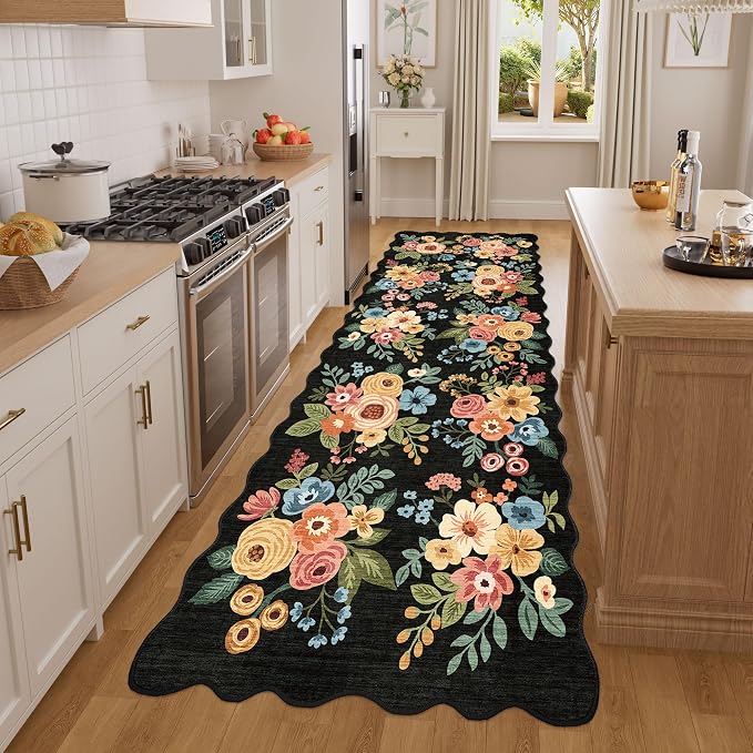 DUKINO 3x8 Kitchen Runner Rug, Soft Floral Washable Rug - Image 5