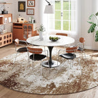 Brown Round Area Rugs 4ft Washable Circle Rug - Image 4