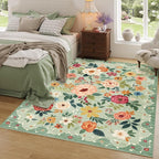 DUKINO 8x10 Area Rugs, Floral Washable Living Room Rug Non Slip, Stain Resistant - Image 9