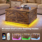 Jocoevol Farmhouse Lift Top Coffee Table, Square Wood Center Table - Image 3
