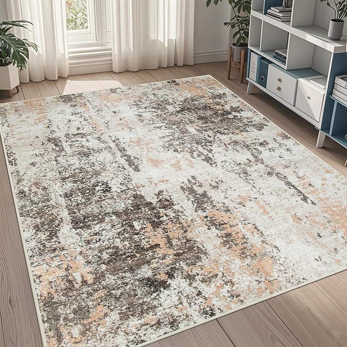 5x8 Area Rugs for Living Room Washable Bedroom Dining Room Brown Beige | Modern by Aelenmu