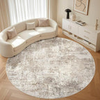 LOONGRUG Round Rug 8x8 Washable Large Neutral Modern Circle Rug | Abstract Soft by LOONGRUG