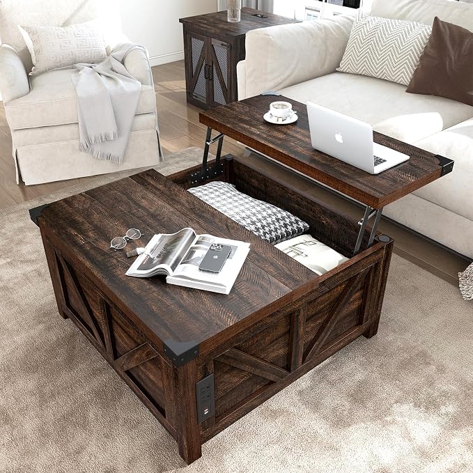 jimeimen Farmhouse Lift Top Coffee Table by jimeimenFurniture