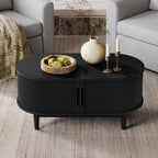 LINSY HOME Round Coffee Table, 31.5" Drum Coffee Table - Image 6