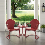 Crosley Furniture Tulip 3-Piece Outdoor Chair and Side Table Set, Retro Metal - Image 4