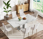 Henf 7 Pieces Faux Marble Dining Table Set - Image 2