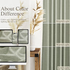 Sage Green Linen Textured 96 Inch Curtains 2 Panel Set Back Tab Rod Pocket - Image 4