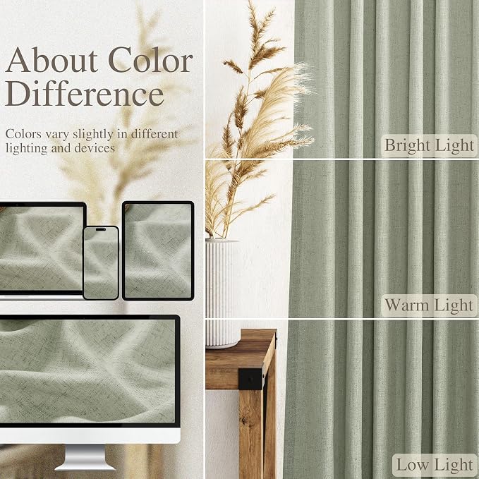 Sage Green Curtains 80 Inches Length - Image 4