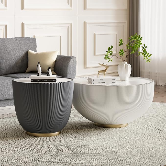 SSLine Bowl-Shape Small Coffee Table Modern Sintered Stone Top Coffee Table in - Image 6