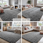 8x10 Fluffy Shag Area Rugs for Living Room Bedroom: Soft Carpet Light Gray | - Image 7