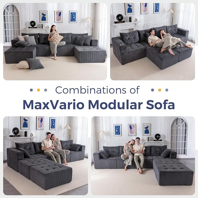 MAXYOYO 129.5" Modular Sectional Sofa Couch, U Shaped Modern Cloud Couch - Image 6