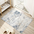 DMOYEST 2x3 Entryway Area Rug Washable Abstract Beige Blue Small Carpet | - Image 3
