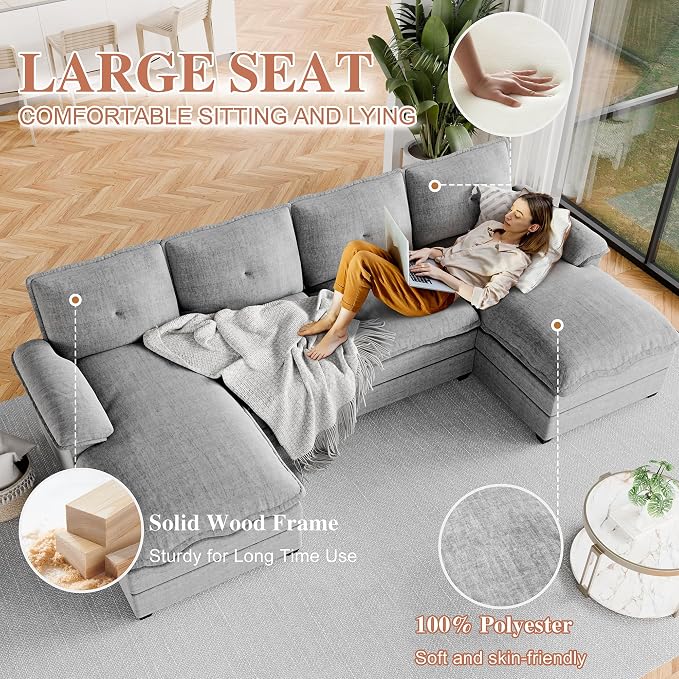 110" U-Shaped Sectional Sofa - Image 4