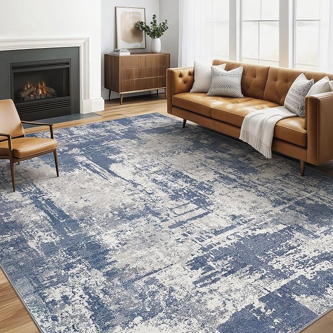 LOONGRUG 6x8 Area Rug Washable Neutral Modern Living Room Rugs Navy Grey | by LOONGRUG