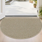 BEQHAUSE Dirt Trapper Door Mat 24" x 36" Half Circle Non Slip, Light Beige | by BEQHAUSE