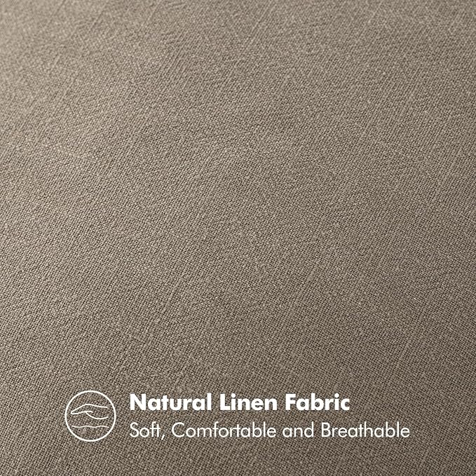 MIULEE Decorative Linen Euro Sham Pillow Covers 24x24 Inch Tan Taupe | Boho - Image 4