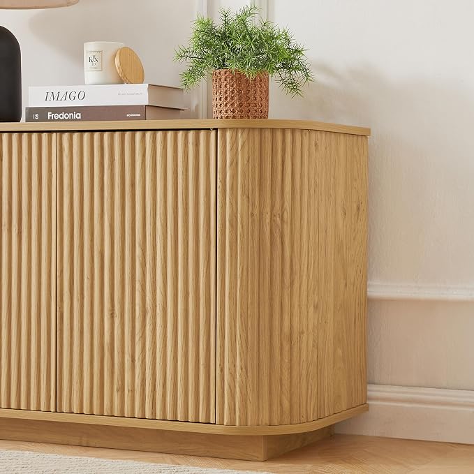 Fluted TV Stand for TVs Up to 75 Inch, Mid Century Modern TV Console for Living - Image 7