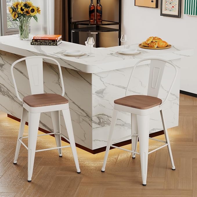 Andeworld Metal Bar Stools Set of 2, 30 inch Bar Height Barstools - Image 3
