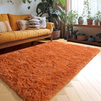 Amdrebio Burnt Orange Fall Fuzzy Shag Area Rug 5x7 - Image 5
