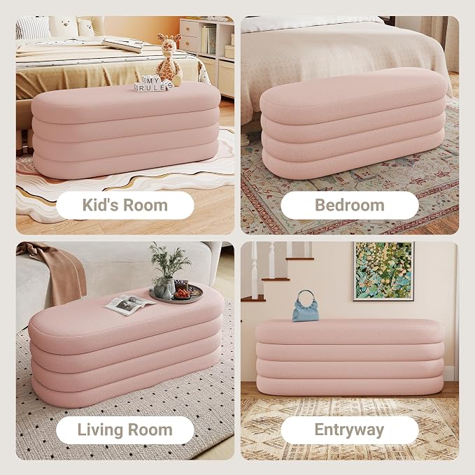 Busaurus Storage Ottoman Bench 49.2 Inch Upholstered Fabric Storage Bench - Image 7