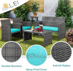 SUNLEI 4-Piece Outdoor Patio Furniture Set, Rattan Chair Wicker Conversation Set - Image 8