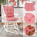 Lewtemi 2 Set Red Gingham Rocking Chair Cushion Village Ruffled Rocking Chair - Image 2