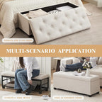 Mangodan 43 Inch Linen Storage Ottoman Bench, Foot Rest - Image 7