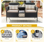 Devoko Outdoor Patio Loveseat Modern Rattan 2-Seat Patio Conversation Set - Image 5