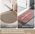 BEQHAUSE Dirt Trapper Door Mat 17" x 30" Half Circle Non Slip Rugs, Taupe | - Image 6