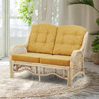 Malibu Lounge Loveseat Natural Color, Sofa Natural Rattan Wicker Handmade Design by Wickerix