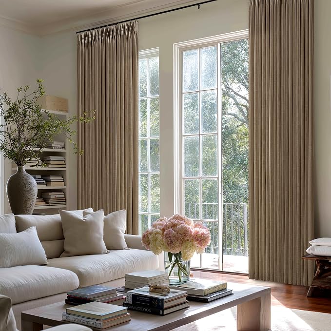 Dutch Cocoa Pinch Pleated Linen Semi Sheer Curtains 102 Inch Long 50x102 | - Image 8