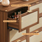 HUAHUU 9 Drawer Dresser for Bedroom, 60 Inch Long Dressers & Rattan Chest of - Image 3