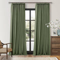 102 Inch Olive Green Linen Pinch Pleated Black Out Curtains by Twodrapes