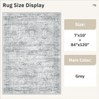 Soalmost 7x10 Area Rug for Living Room Washable Rugs Non-Slip Grey | Low-Pile - Image 5